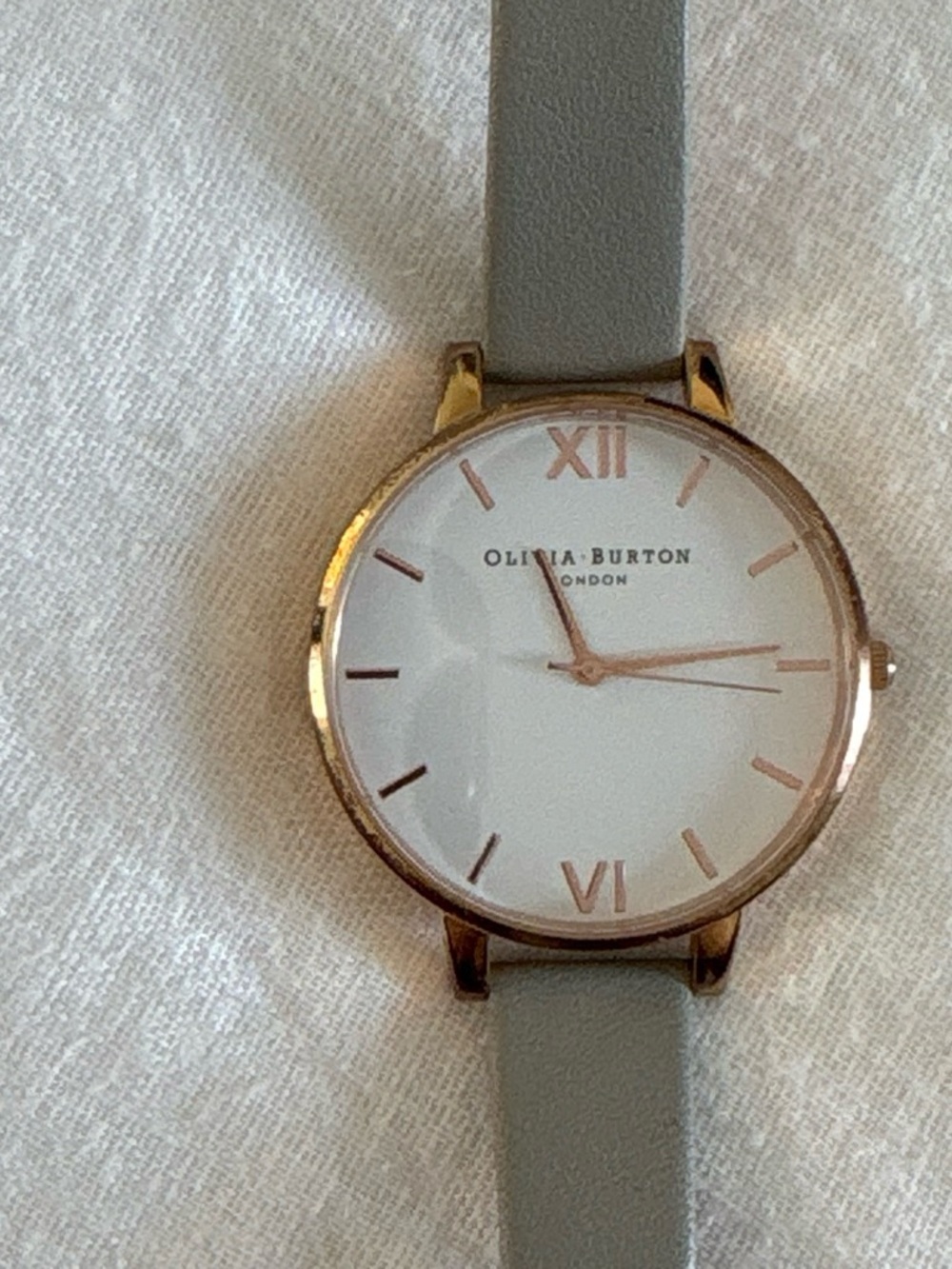 OLIVIA BURTON Rose Gold Case with Grey Leather Strap Watch